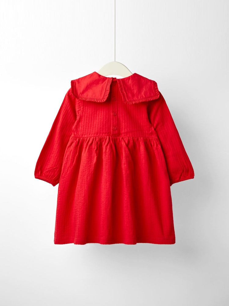 JoJo Maman Bébé Red Oversized Collar Appliqué Dress - Image 2 of 4