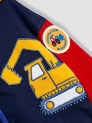 JoJo Maman Bébé Navy Blue Construction Colour Block Appliqué Reversible Hoodie - Image 3 of 9