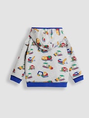 JoJo Maman Bébé Navy Blue Construction Colour Block Appliqué Reversible Hoodie - Image 9 of 9