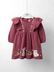 JoJo Maman Bébé Purple Pretty Appliqué Frill Dress - Image 1 of 4