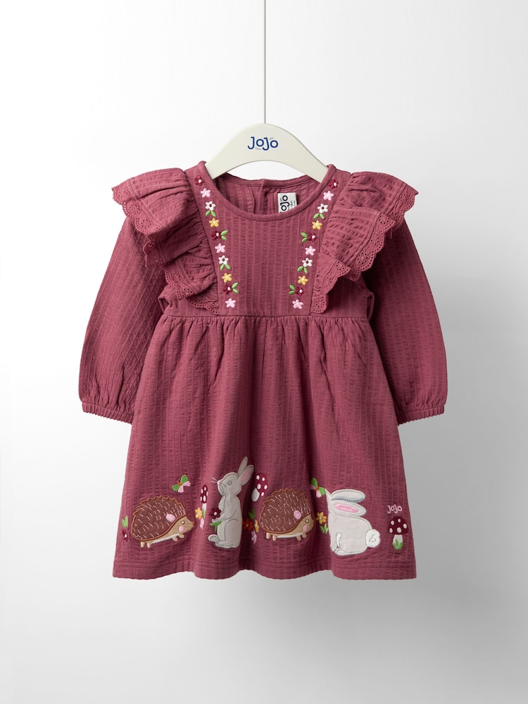 JoJo Maman Bébé Purple Pretty Appliqué Frill Dress - Image 1 of 4