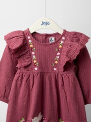JoJo Maman Bébé Purple Pretty Appliqué Frill Dress - Image 3 of 4