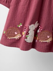 JoJo Maman Bébé Purple Pretty Appliqué Frill Dress - Image 4 of 4