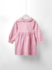 JoJo Maman Bébé Pink Mouse Tea Party Button Front Frill Collar Dress - Image 2 of 4
