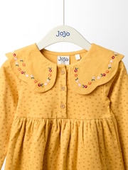JoJo Maman Bébé Yellow Oversized Collar Appliqué Dress - Image 3 of 4