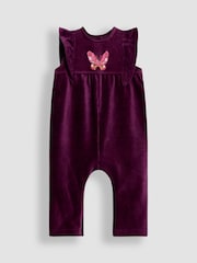JoJo Maman Bébé Purple Appliqué Velour Dungarees & Top Set - Image 2 of 6