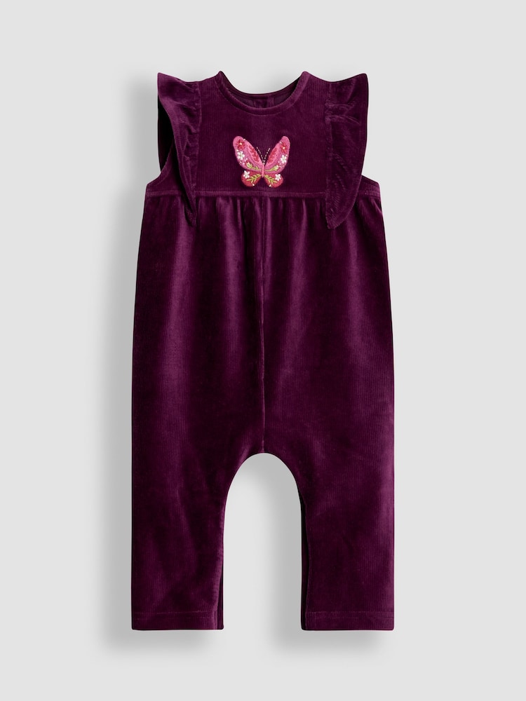 JoJo Maman Bébé Purple Appliqué Velour Dungarees & Top Set - Image 2 of 6