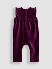 JoJo Maman Bébé Purple Appliqué Velour Dungarees & Top Set - Image 3 of 6