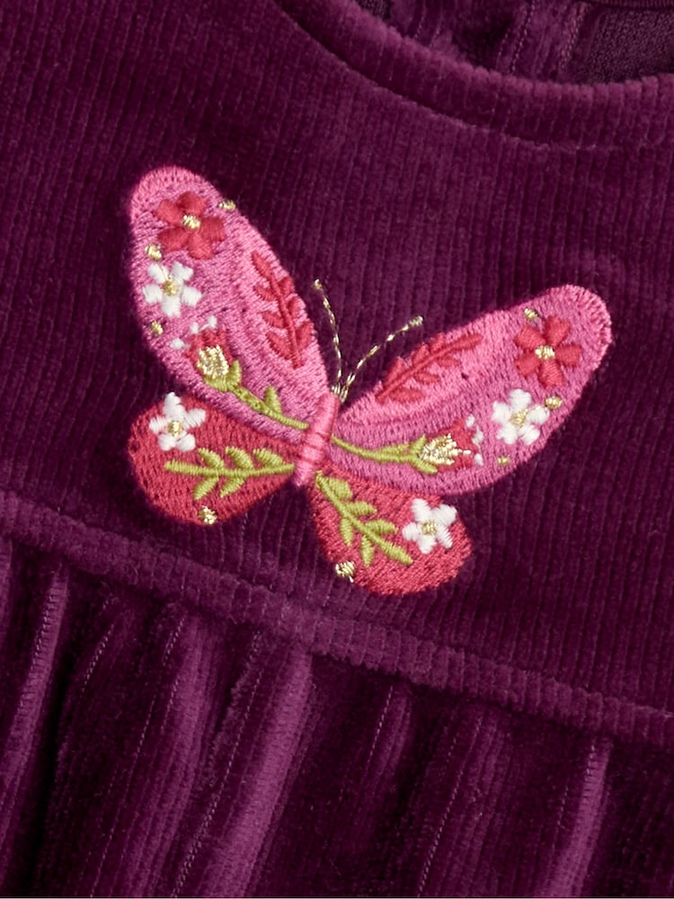 JoJo Maman Bébé Purple Butterfly Appliqué Velour Dungarees & Top Set - Image 6 of 6 JoJo Maman Bébé Purple Butterfly Appliqué Velour Dungarees & Top Set - Image 6 of 6