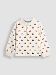 JoJo Maman Bébé Natural Printed Polo Shirt - Image 1 of 3