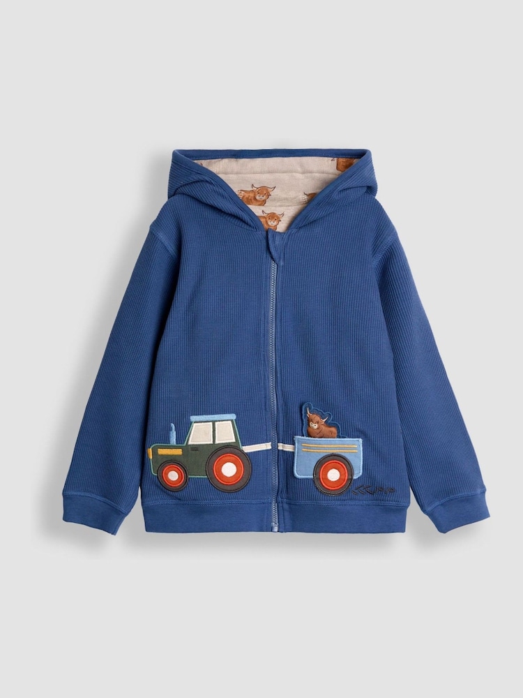 JoJo Maman Bébé Sky Blue Appliqué Reversible Hoodie - Image 2 of 8