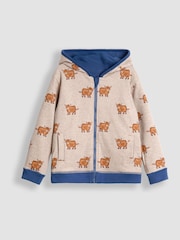 JoJo Maman Bébé Sky Blue Appliqué Reversible Hoodie - Image 4 of 8