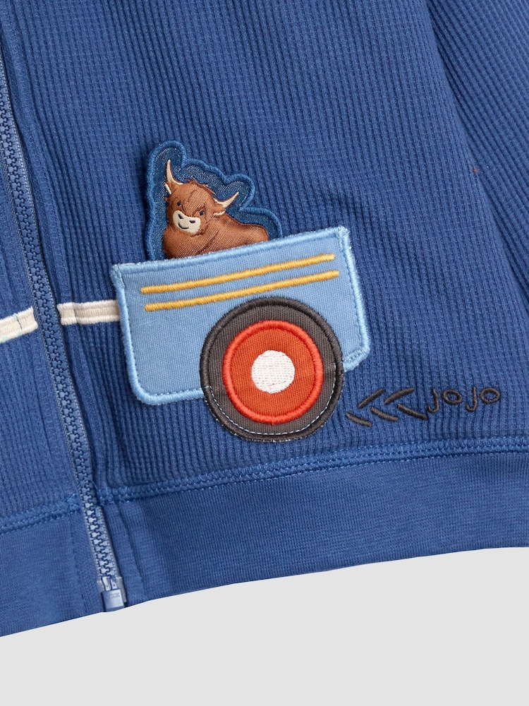 JoJo Maman Bébé Sky Blue Appliqué Reversible Hoodie - Image 8 of 8