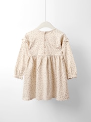 JoJo Maman Bébé Natural Frill Sleeve Appliqué Dress - Image 2 of 5
