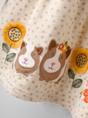 JoJo Maman Bébé Natural Frill Sleeve Appliqué Dress - Image 4 of 5