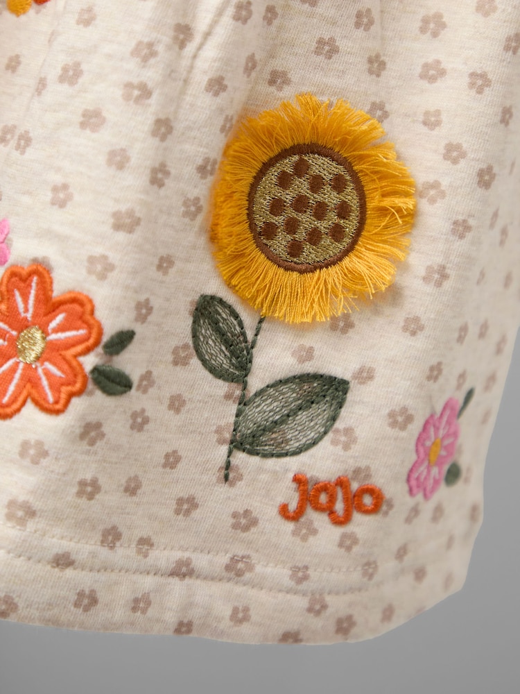 JoJo Maman Bébé Natural Frill Sleeve Appliqué Dress - Image 5 of 5
