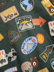 JoJo Maman Bébé Khaki Green Adventure Badge Printed Sweatshirt - Image 3 of 3