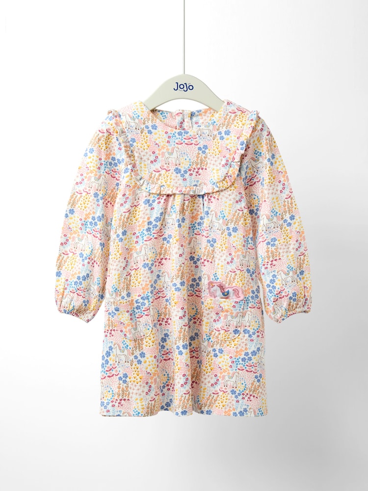 JoJo Maman Bébé Yellow Printed Yoke Dress - Image 1 of 4