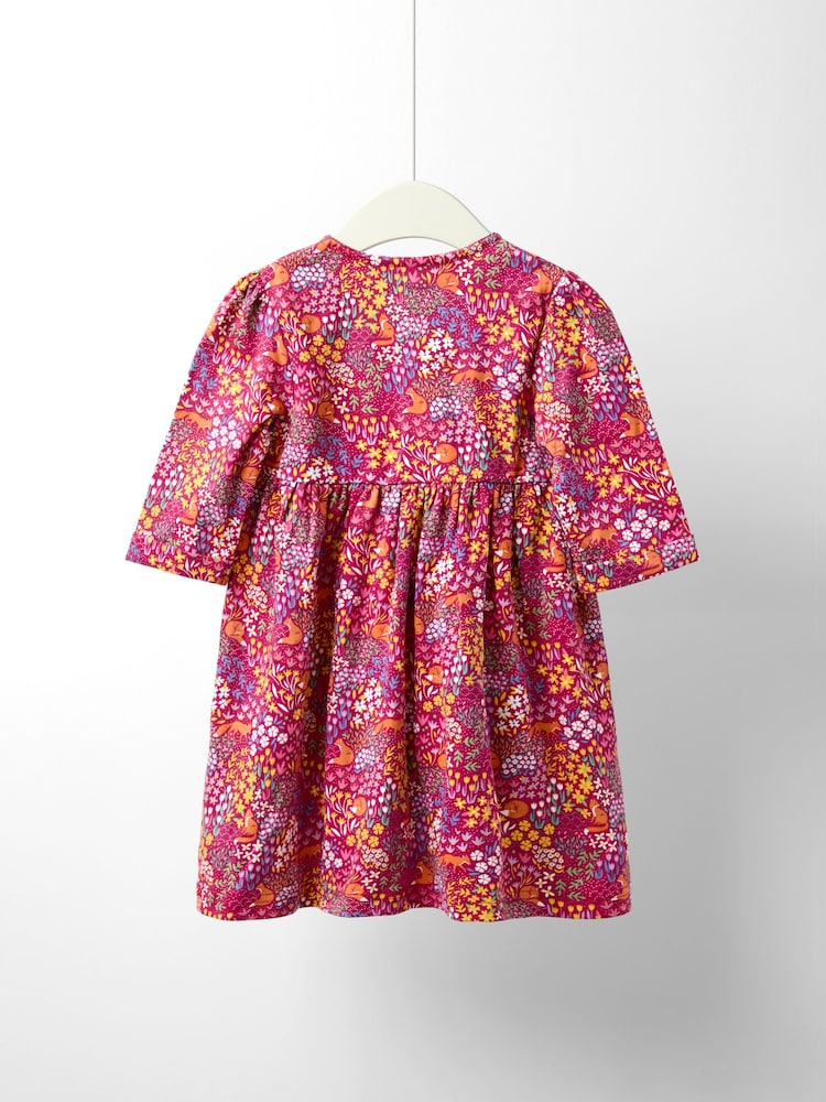 وردي - JoJo Maman Bébé Button Front Printed Pet In Pocket Dress - صورة 2 من 3