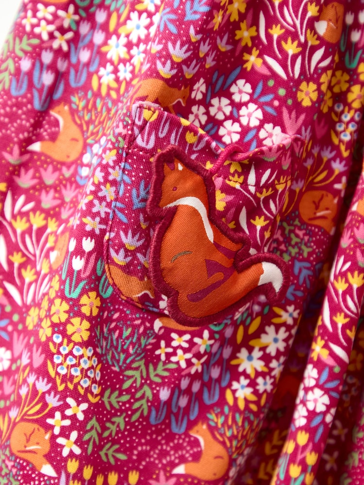 وردي - JoJo Maman Bébé Button Front Printed Pet In Pocket Dress - صورة 3 من 3