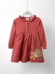 JoJo Maman Bébé Orange Frill Collar Appliqué Dress - Image 1 of 4
