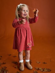 JoJo Maman Bébé Rust Orange Hedgehog Frill Collar Appliqué Dress - Image 8 of 9