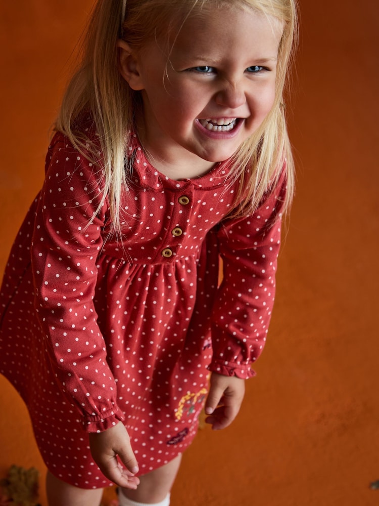 JoJo Maman Bébé Rust Orange Hedgehog Frill Collar Appliqué Dress - Image 9 of 9 JoJo Maman Bébé Rust Orange Hedgehog Frill Collar Appliqué Dress - Image 9 of 9