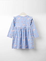 JoJo Maman Bébé Blue Mouse Tea Party Button Front Frill Dress - Image 2 of 3
