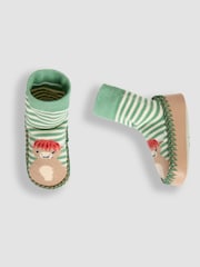 JoJo Maman Bébé Green Highland Cow Moccasin Slipper Socks - Image 3 of 4
