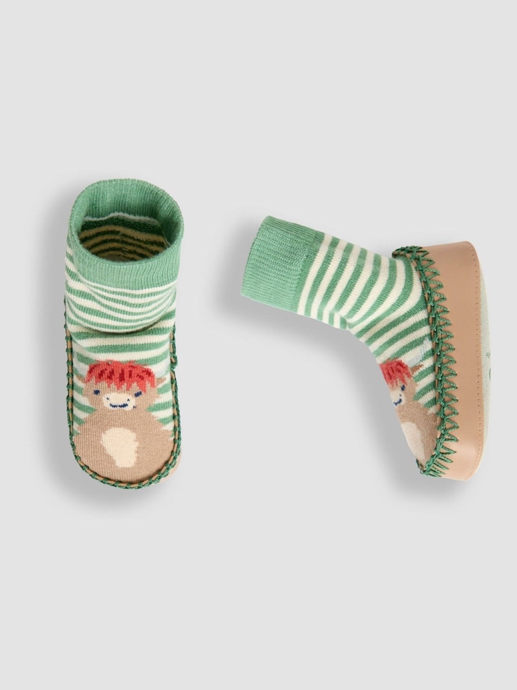 Buy JoJo Maman Bébé Green Highland Cow Moccasin Slipper Socks from