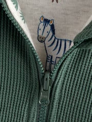 JoJo Maman Bébé Khaki Green Safari Appliqué Reversible Hoodie - Image 11 of 12
