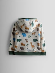 JoJo Maman Bébé Khaki Green Safari Appliqué Reversible Hoodie - Image 5 of 12