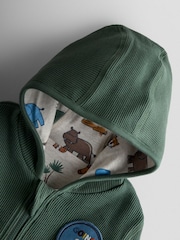 JoJo Maman Bébé Khaki Green Safari Appliqué Reversible Hoodie - Image 6 of 12