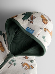JoJo Maman Bébé Khaki Green Safari Appliqué Reversible Hoodie - Image 7 of 12