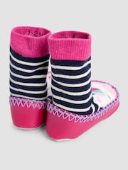 JoJo Maman Bébé Fuchsia Highland Cow Moccasin Slipper Socks - Image 2 of 4