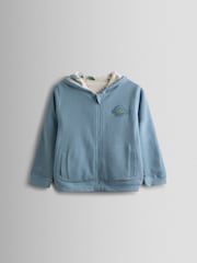 أزرق فاتح - سترة هودي ذات وجهين بأبليك من Jojo Maman Bébé - صورة 2 من 9