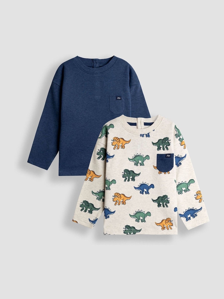 JoJo Maman Bébé Natural Dino Reversible Printed Top - Image 1 of 5 JoJo Maman Bébé Natural Dino Reversible Printed Top - Image 1 of 5