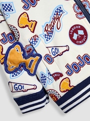 JoJo Maman Bébé Navy Varsity Colour Block Appliqué Reversible Hoodie - Image 11 of 11