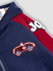 JoJo Maman Bébé Navy Varsity Colour Block Appliqué Reversible Hoodie - Image 4 of 11