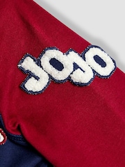 JoJo Maman Bébé Navy Varsity Colour Block Appliqué Reversible Hoodie - Image 5 of 11
