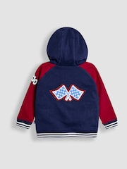 JoJo Maman Bébé Navy Varsity Colour Block Appliqué Reversible Hoodie - Image 8 of 11