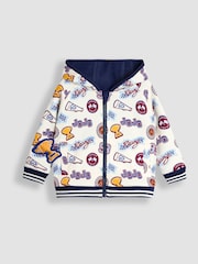 JoJo Maman Bébé Navy Varsity Colour Block Appliqué Reversible Hoodie - Image 9 of 11