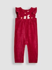 JoJo Maman Bébé Purple Light Appliqué Velour Dungarees & Top Set - Image 2 of 6