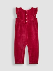 JoJo Maman Bébé Purple Light Appliqué Velour Dungarees & Top Set - Image 3 of 6