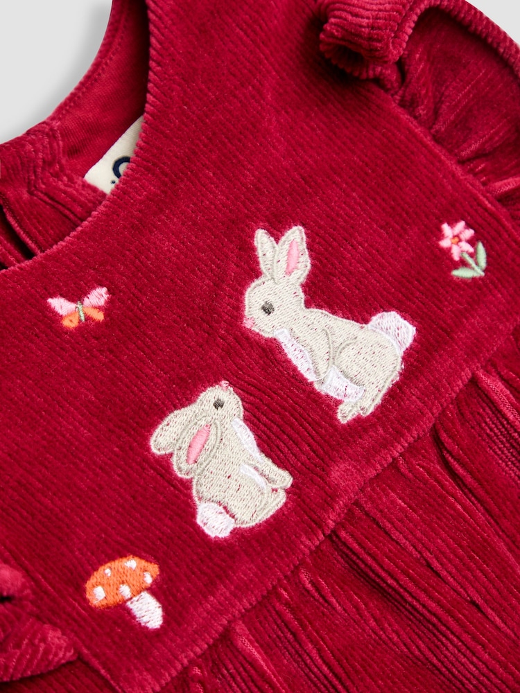 JoJo Maman Bébé Purple Light Appliqué Velour Dungarees & Top Set - Image 6 of 6