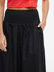 VILA Black Shirred Waist Poplin Maxi 100% Cotton Skirt - Image 4 of 6