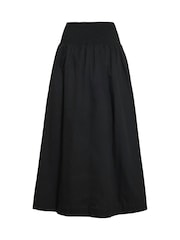 VILA Black Shirred Waist Poplin Maxi 100% Cotton Skirt - Image 5 of 6