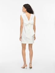 VILA White Short Bow Back Detail Shift Dress - Image 3 of 6