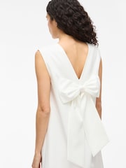 VILA White Short Bow Back Detail Shift Dress - Image 4 of 6