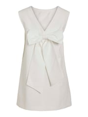 VILA White Short Bow Back Detail Shift Dress - Image 6 of 6